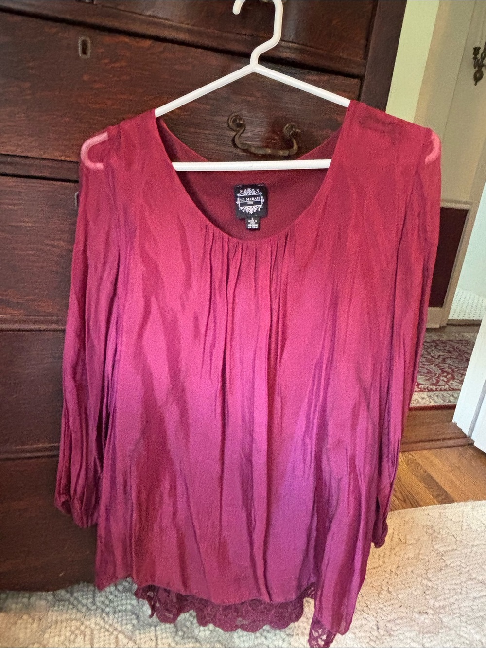 Made in Italy burgundy peasant blouse.